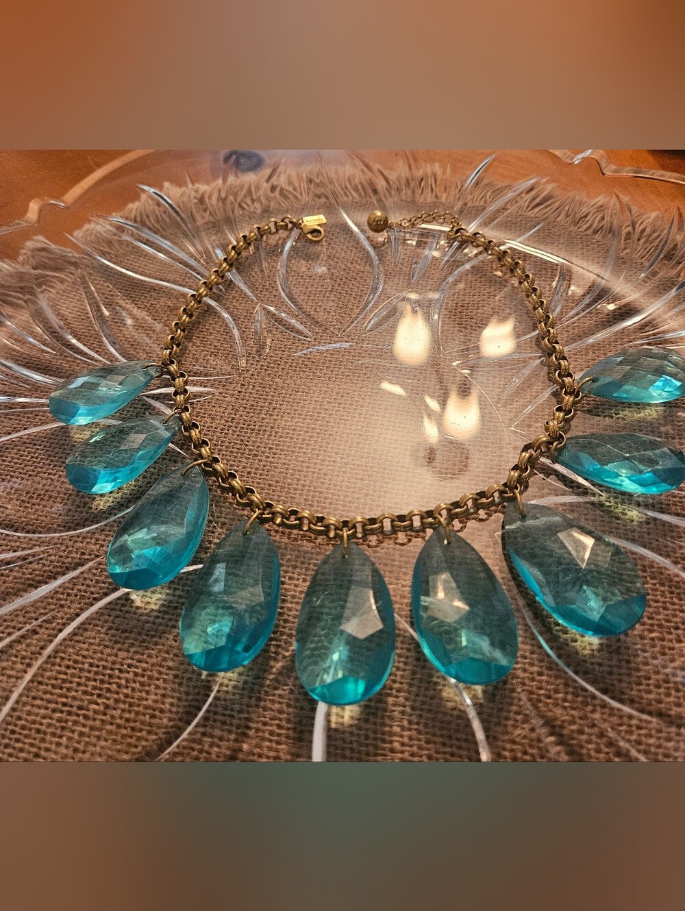 kate spade Gold-Tone Necklace with Teal Teardrop Crystals - Picture 2 of 7